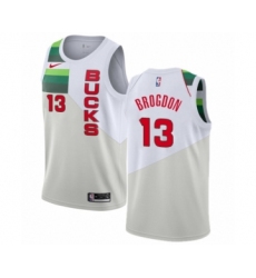 Men's Nike Milwaukee Bucks #13 Malcolm Brogdon White Swingman Jersey - Earned Edition