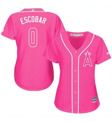 Women's Majestic Los Angeles Angels of Anaheim #0 Yunel Escobar Replica Pink Fashion MLB Jersey