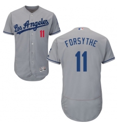 Men's Majestic Los Angeles Dodgers #11 Logan Forsythe Grey Flexbase Authentic Collection MLB Jersey