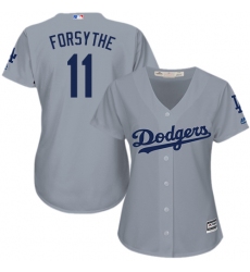 Women's Majestic Los Angeles Dodgers #11 Logan Forsythe Authentic Grey Road Cool Base MLB Jersey