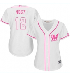 Women's Majestic Milwaukee Brewers #12 Stephen Vogt Authentic White Fashion Cool Base MLB Jersey