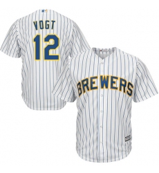 Youth Majestic Milwaukee Brewers #12 Stephen Vogt Authentic White Alternate Cool Base MLB Jersey