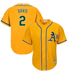Youth Majestic Oakland Athletics #2 Khris Davis Replica Gold Alternate 2 Cool Base MLB Jersey