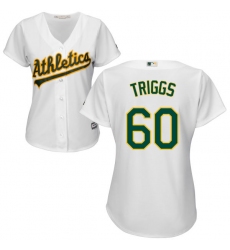 Women's Majestic Oakland Athletics #60 Andrew Triggs Replica White Home Cool Base MLB Jersey