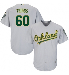 Youth Majestic Oakland Athletics #60 Andrew Triggs Authentic Grey Road Cool Base MLB Jersey