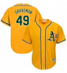 Men's Majestic Oakland Athletics #49 Kendall Graveman Replica Gold Alternate 2 Cool Base MLB Jersey