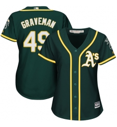 Women's Majestic Oakland Athletics #49 Kendall Graveman Replica Green Alternate 1 Cool Base MLB Jersey