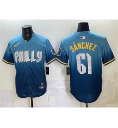 Men's Philadelphia Phillies #61 Jhoan Durán Blue 2024 City Connect Limited Stitched Jersey
