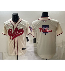 Men's Philadelphia Phillies Team Big Logo Cream 2026 Field of Dreams Stadium Stitched Baseball Jersey
