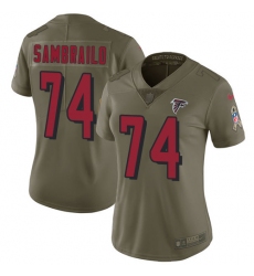 Women's Nike Atlanta Falcons #74 Ty Sambrailo Limited Olive 2017 Salute to Service NFL Jersey