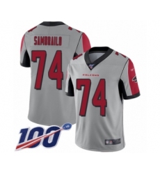 Youth Atlanta Falcons #74 Ty Sambrailo Limited Silver Inverted Legend 100th Season Football Jersey