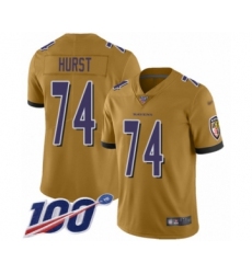 Youth Baltimore Ravens #74 James Hurst Limited Gold Inverted Legend 100th Season Football Jersey