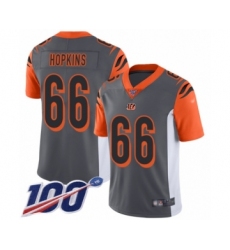 Men's Cincinnati Bengals #66 Trey Hopkins Limited Silver Inverted Legend 100th Season Football Jersey