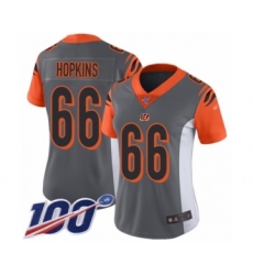 Women's Cincinnati Bengals #66 Trey Hopkins Limited Silver Inverted Legend 100th Season Football Jersey