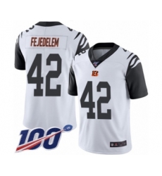 Men's Cincinnati Bengals #42 Clayton Fejedelem Limited White Rush Vapor Untouchable 100th Season Football Jersey