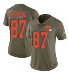 Women's Nike Cleveland Browns #87 Seth DeValve Limited Olive 2017 Salute to Service NFL Jersey