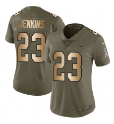 Women's Nike Los Angeles Chargers #23 Rayshawn Jenkins Limited Olive Gold 2017 Salute to Service NFL Jersey