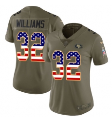 Women's Nike San Francisco 49ers #32 Joe Williams Limited Olive/USA Flag 2017 Salute to Service NFL Jersey