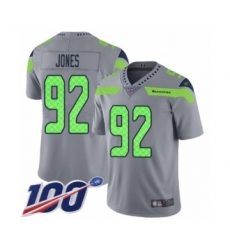 Men's Seattle Seahawks #92 Nazair Jones Limited Silver Inverted Legend 100th Season Football Jersey