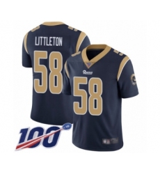 Men's Los Angeles Rams #58 Cory Littleton Navy Blue Team Color Vapor Untouchable Limited Player 100th Season Football Jersey