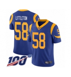 Men's Los Angeles Rams #58 Cory Littleton Royal Blue Alternate Vapor Untouchable Limited Player 100th Season Football Jersey