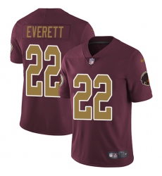 Men's Nike Washington Redskins #22 Deshazor Everett Burgundy Red/Gold Number Alternate 80TH Anniversary Vapor Untouchable Limited Player NFL Jersey