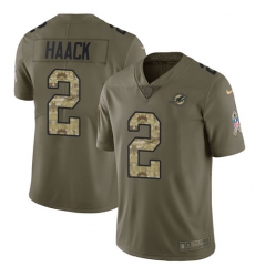 Youth Nike Miami Dolphins #2 Matt Haack Limited Olive Camo 2017 Salute to Service NFL Jersey