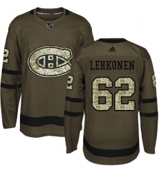 Youth Adidas Montreal Canadiens #62 Artturi Lehkonen Authentic Green Salute to Service NHL Jersey