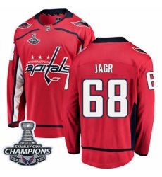Men's Washington Capitals #68 Jaromir Jagr Fanatics Branded Red Home Breakaway 2018 Stanley Cup Final Champions NHL Jersey