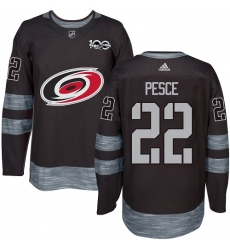 Men's Adidas Carolina Hurricanes #22 Brett Pesce Authentic Black 1917-2017 100th Anniversary NHL Jersey