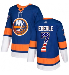 Youth Adidas New York Islanders #7 Jordan Eberle Authentic Royal Blue USA Flag Fashion NHL Jersey