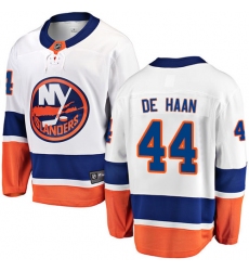 Men's New York Islanders #44 Calvin de Haan Fanatics Branded White Away Breakaway NHL Jersey