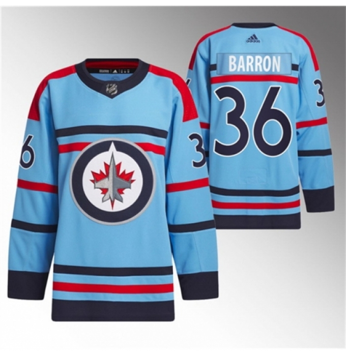 Men's Winnipeg Jets #36 Morgan Barron Light Blue Anniversary Primegreen Stitched Jersey