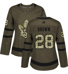 Women's Adidas Toronto Maple Leafs #28 Connor Brown Authentic Green Salute to Service NHL Jersey