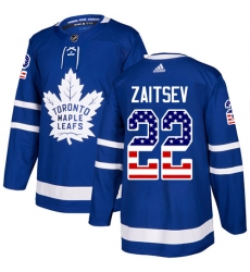Youth Adidas Toronto Maple Leafs #22 Nikita Zaitsev Authentic Royal Blue USA Flag Fashion NHL Jersey