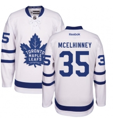 Women's Reebok Toronto Maple Leafs #35 Curtis McElhinney Authentic White Away NHL Jersey