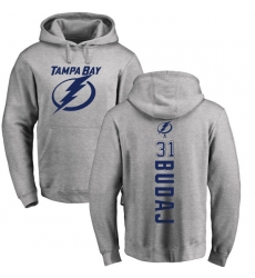 NHL Adidas Tampa Bay Lightning #31 Peter Budaj Ash Backer Pullover Hoodie