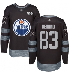 Men's Adidas Edmonton Oilers #83 Matt Benning Authentic Black 1917-2017 100th Anniversary NHL Jersey