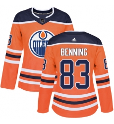 Women's Adidas Edmonton Oilers #83 Matt Benning Authentic Orange Home NHL Jersey
