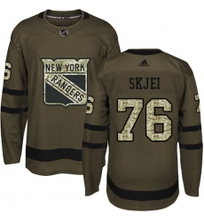 Youth Adidas New York Rangers #76 Brady Skjei Premier Green Salute to Service NHL Jersey