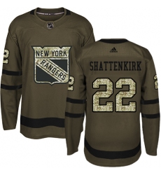 Youth Adidas New York Rangers #22 Kevin Shattenkirk Authentic Green Salute to Service NHL Jersey