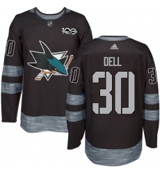 Men's Adidas San Jose Sharks #30 Aaron Dell Premier Black 1917-2017 100th Anniversary NHL Jersey