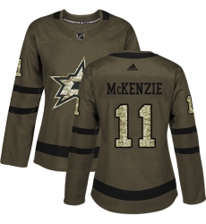 Women's Adidas Dallas Stars #11 Curtis McKenzie Authentic Green Salute to Service NHL Jersey