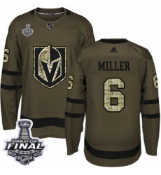 Men's Adidas Vegas Golden Knights #6 Colin Miller Authentic Green Salute to Service 2018 Stanley Cup Final NHL Jersey