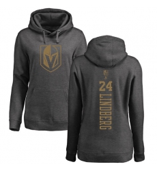 NHL Women's Adidas Vegas Golden Knights #24 Oscar Lindberg Charcoal One Color Backer Pullover Hoodie
