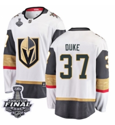 Youth Vegas Golden Knights #37 Reid Duke Authentic White Away Fanatics Branded Breakaway 2018 Stanley Cup Final NHL Jersey