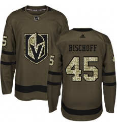 Men's Adidas Vegas Golden Knights #45 Jake Bischoff Authentic Green Salute to Service NHL Jersey