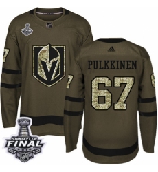 Men's Adidas Vegas Golden Knights #67 Teemu Pulkkinen Authentic Green Salute to Service 2018 Stanley Cup Final NHL Jersey