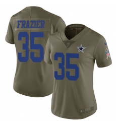 Women's Nike Dallas Cowboys #35 Kavon Frazier Limited Olive 2017 Salute to Service NFL Jersey