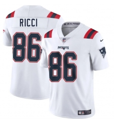 Men's New England Patriots #86 Giovanni Ricci White 2025 Vapor Limited Football Stitched Jersey